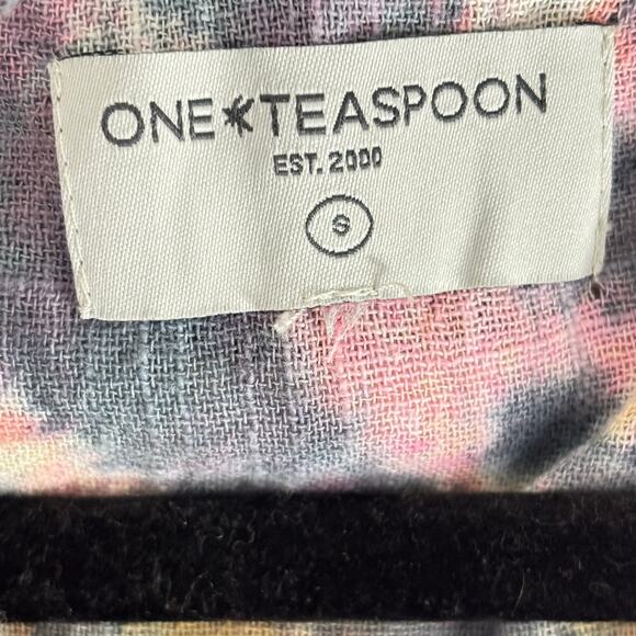 One Teaspoon Palm Island Tie-Dye Muslin Coverup Shirt Small 100% Cotton Longline - Picture 4 of 7